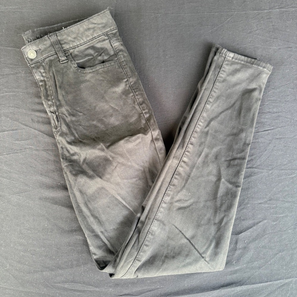 American Eagle Super Hi-Rise Jegging Black Super Stretch Pants Womens 8 Regular